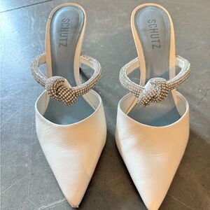 SCHUTZ white/silver mules